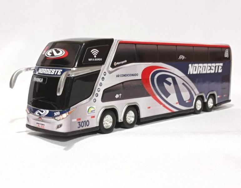 Imagem de Brinquedo Miniatura Ônibus Nordeste Antigo Prata 30Cm