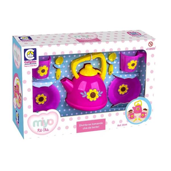 Imagem de Brinquedo Miyo Kit Hora do Chá Composto por Pires, Colher, Bule e Xicaras em Plástico Rosa e Amarelo Cotiplas - 2544