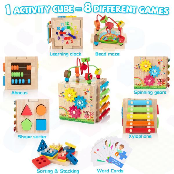 Imagem de Brinquedo Montessori Activity Cube Bravmate 8 em 1, mais de 18 milhões com bônus