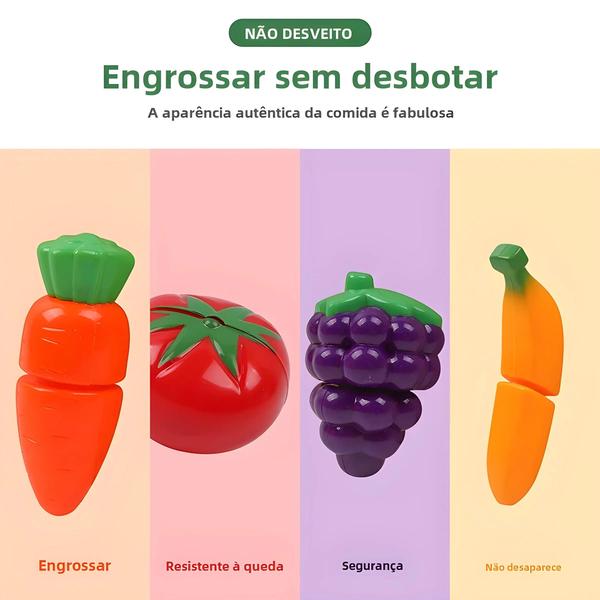 Imagem de Brinquedo Montessori de Cozinha - Conjunto de Frutas e Legumes para Crianças