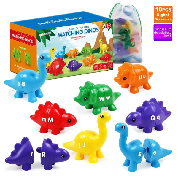 Imagem de Brinquedo Montessori De Dinossauro Para Crianças, Alfabeto, Número, Correspondência De Cores,