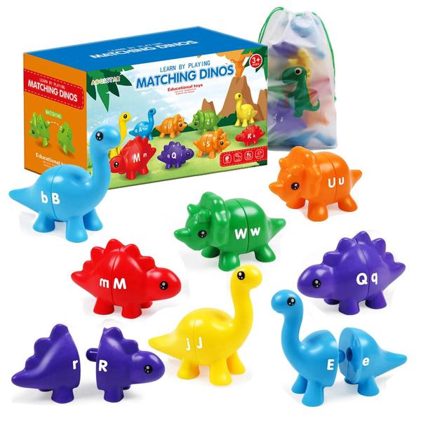 Imagem de Brinquedo Montessori De Dinossauro Para Crianças, Alfabeto, Número, Correspondência De Cores,