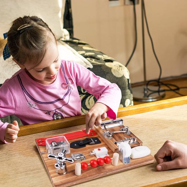 Imagem de Brinquedo Montessori de madeira Busy Board GHOOI para crianças de 3 anos