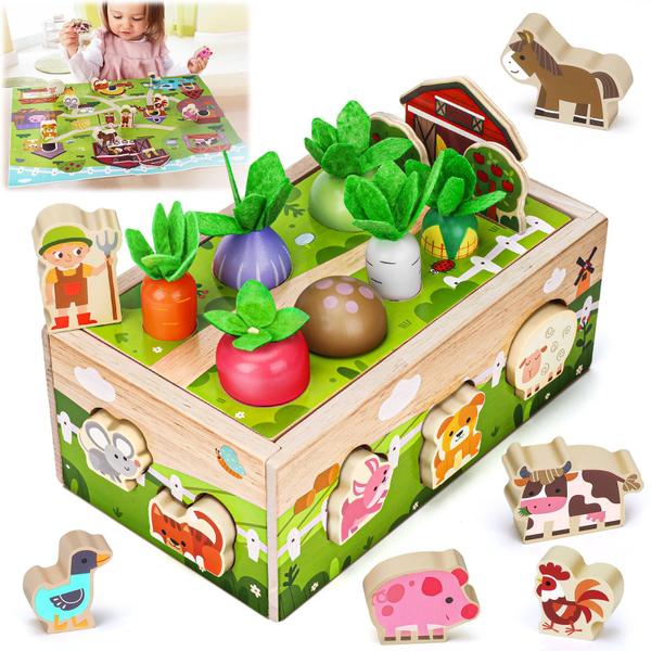 Imagem de Brinquedo Montessori Wooden Sensory para crianças de 1 a 2 anos com acessórios