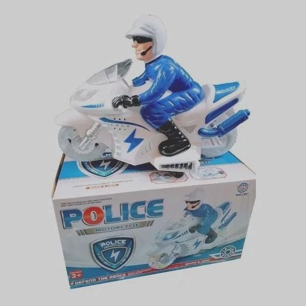 Imagem de Brinquedo Moto Policial com Luz e Som Bate e Volta e muito legal.