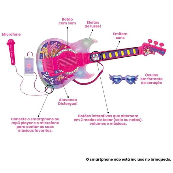 Imagem de Brinquedo Musical Barbie Dreamtopia Microfone E Guitarra Com Função MP3 - Fun