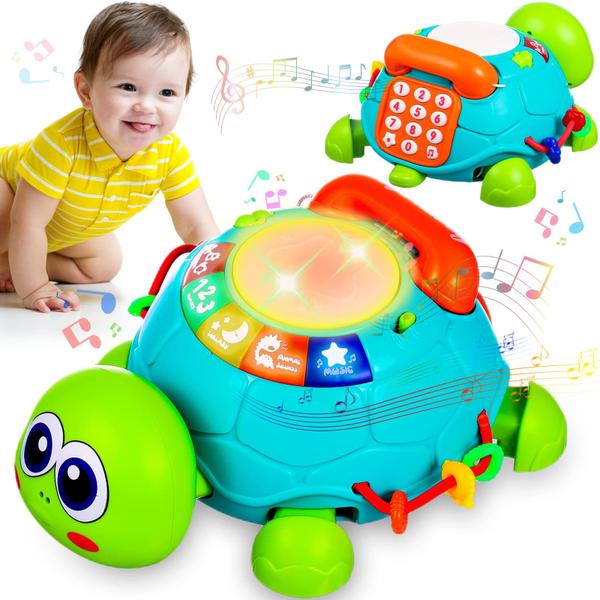 Imagem de Brinquedo musical Crawling Turtle Baby de 6 a 12 meses com luzes e som