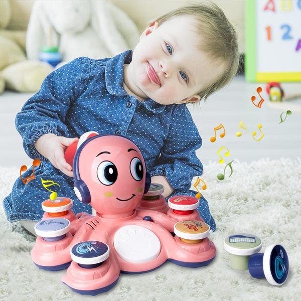 Imagem de Brinquedo musical CYURMJUN Octopus para bebês de 12 a 18 meses com luzes