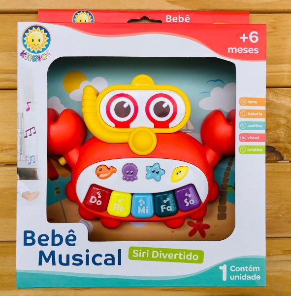 Imagem de Brinquedo musical pianinho c/ luz e som siri divertido - kitstar bebê