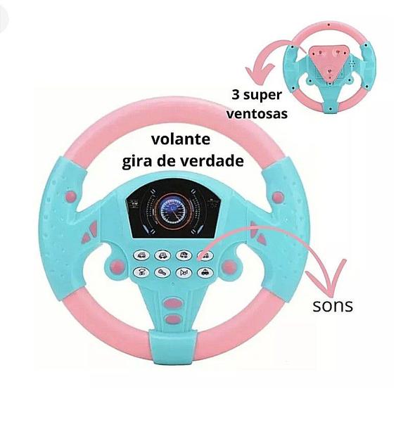 Imagem de Brinquedo Musical Volante Infantil Educativo Com Ventosas Sons e Luzes Envio Rosa Imediato
