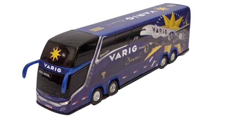 Imagem de Brinquedo Ônibus Miniatura Varig Azul 2 Andares