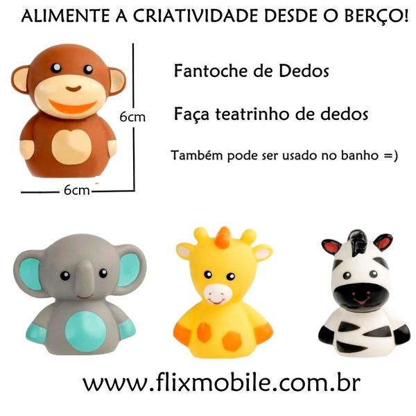 Imagem de Brinquedo p/ Banho Dedoches Baby Teatro de Dedos Amiguinhos da Selva e Fazenda