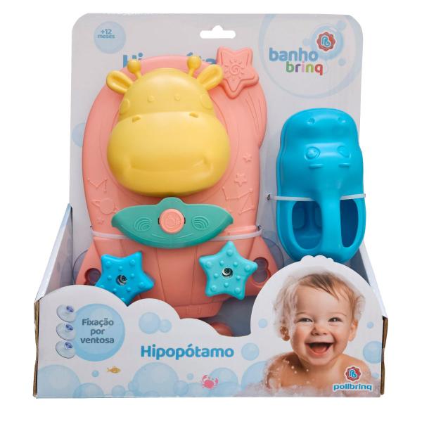 Imagem de Brinquedo para Bebê Banho Hipopótamo Interativo Polibrinq