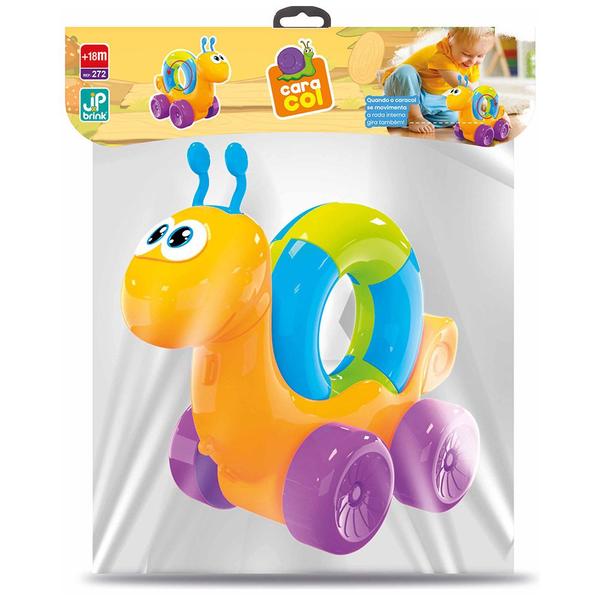 Imagem de Brinquedo Para Bebê Caracol Didático Colorido Empurrar Puxar