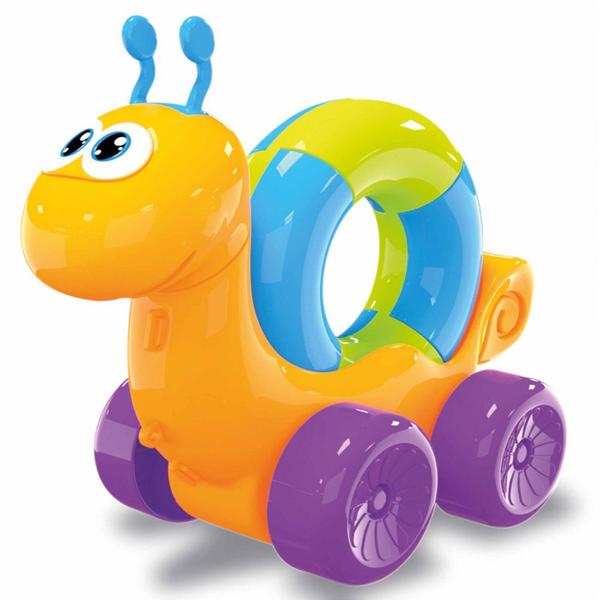 Imagem de Brinquedo Para Bebê Caracol Didático Colorido Empurrar Puxar