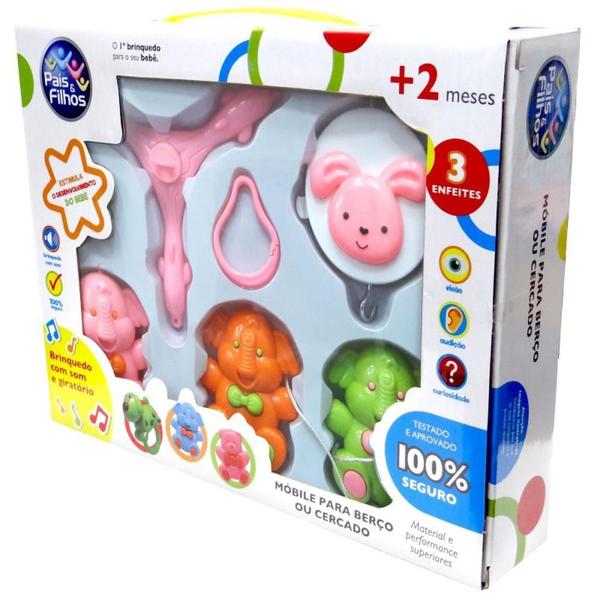 Imagem de Brinquedo para Bebê - Móbile para Berço com Elefantinhos, Música e Movimento