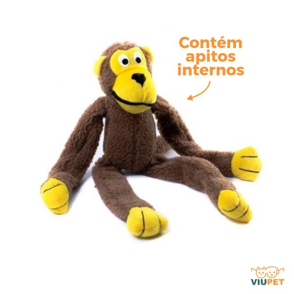 Imagem de Brinquedo Para Cães Interativo Macaco De Pelúcia Com Apitos