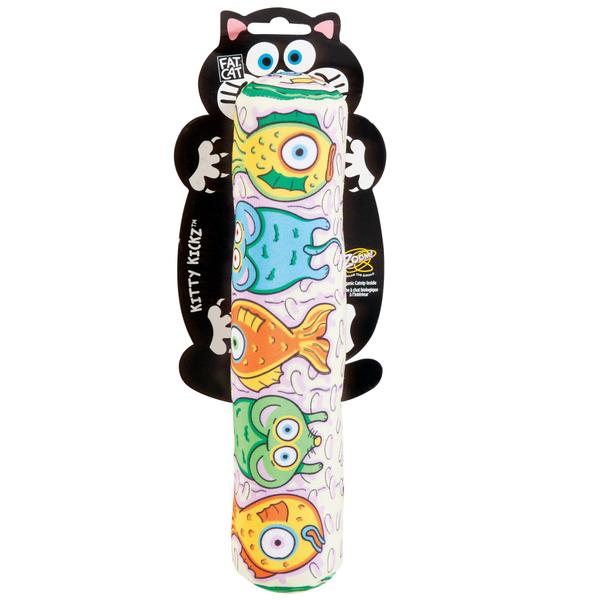 Imagem de Brinquedo para gatos Fat Cat Kitty Kickz Gold Fish Roll com erva-dos-gatos