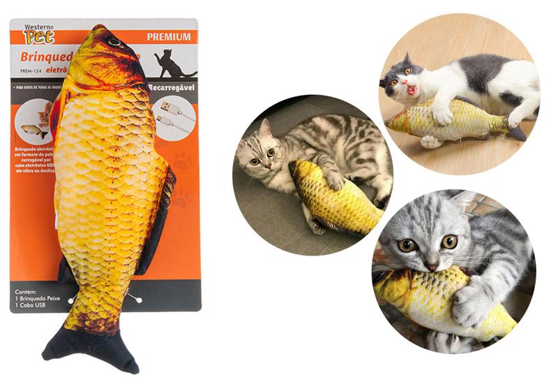 Brinquedo Para Gatos Interativos Peixe Elétrico Usb Brinquedo Para Gatos Interativos Peixe Elétrico Usb