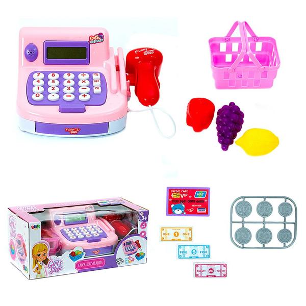 Imagem de Brinquedo para Meninas Caixa Registradora Rosa com Calculado