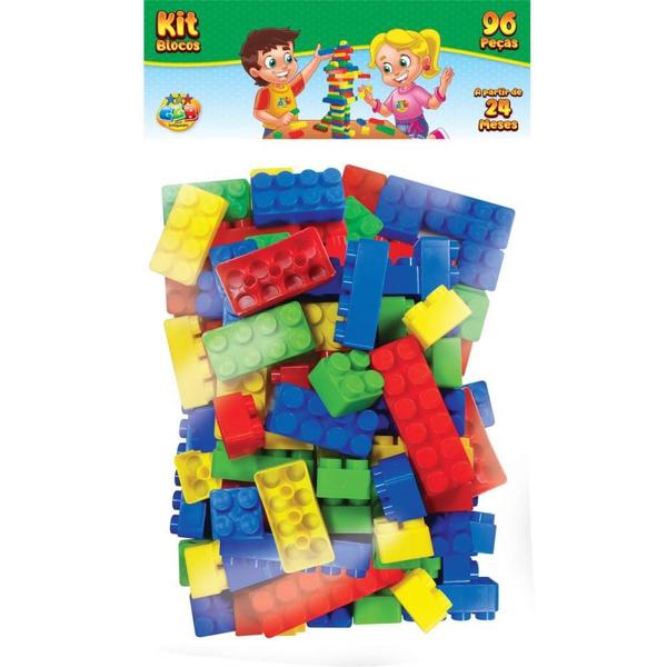 Imagem de Brinquedo para Montar Blocos 96 Peças - KIT Super Colorido