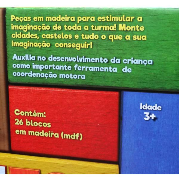 Brinquedo para Montar Blokitos de Madeira 26 Pecas - Pais e Filhos Imagem de Brinquedo para Montar Blokitos de Madeira 26 Pecas