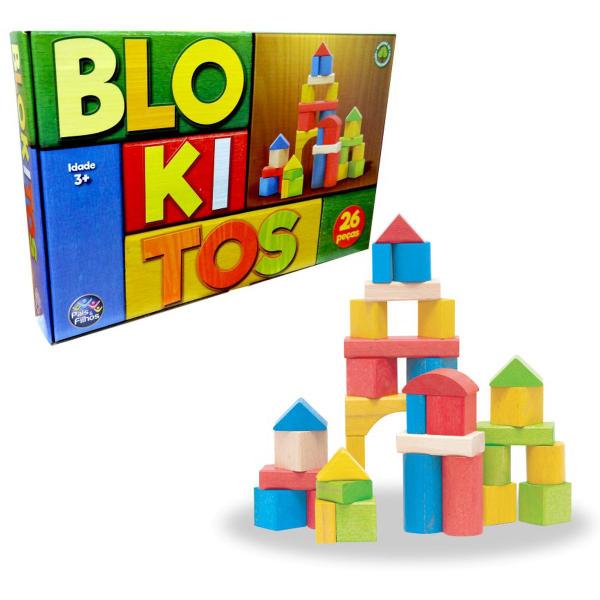 Brinquedo para Montar Blokitos de Madeira 26 Pecas - Pais e Filhos Imagem de Brinquedo para Montar Blokitos de Madeira 26 Pecas