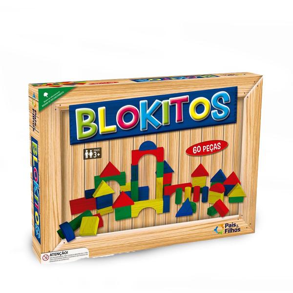 Imagem de Brinquedo Para Montar Blokitos de Madeira 60 Peças