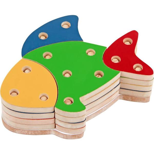 Imagem de Brinquedo para Montar Peixe MDF TROQUE/ENCAIXE 16PCS