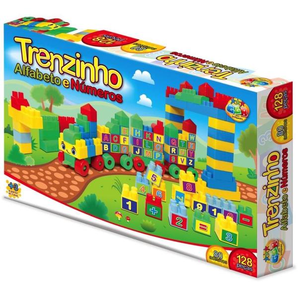 Brinquedo para Montar TRENZINHO/ALFAB 128PCS C/80ADE - GGB PLAST Imagem de Brinquedo para Montar TRENZINHO/ALFAB 128PCS C/80ADE