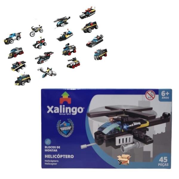 Imagem de Brinquedo Pedagógico Blocos De Montar Carrinhos Polícia SWAT Forças Armadas - Xalingo