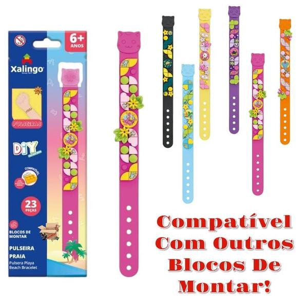 Imagem de Brinquedo Pedagógico Blocos De Montar Pulseira DIY Infantil 23 Peças - Xalingo