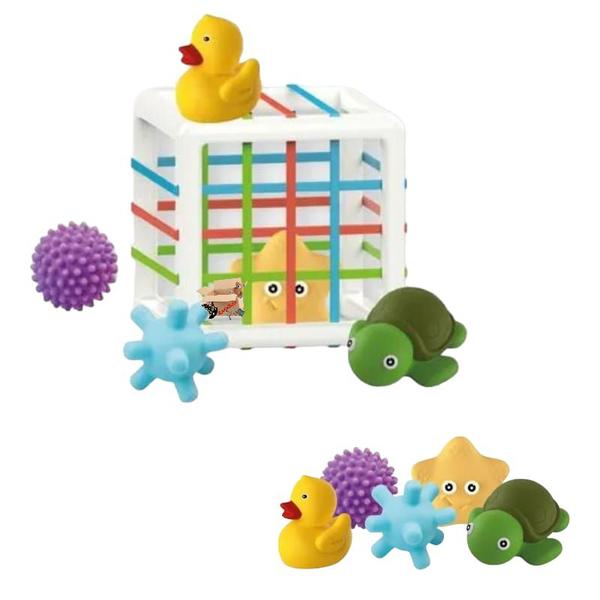 Imagem de Brinquedo Pedagógico Cubo Elástico Sensorial Com Bichinhos Para Bebês  - Multikids