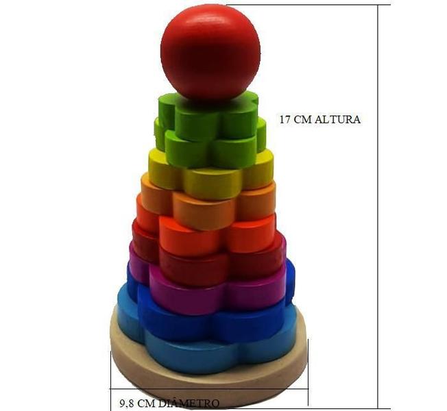 Imagem de Brinquedo Pedagógico De Madeira Torre Colorida