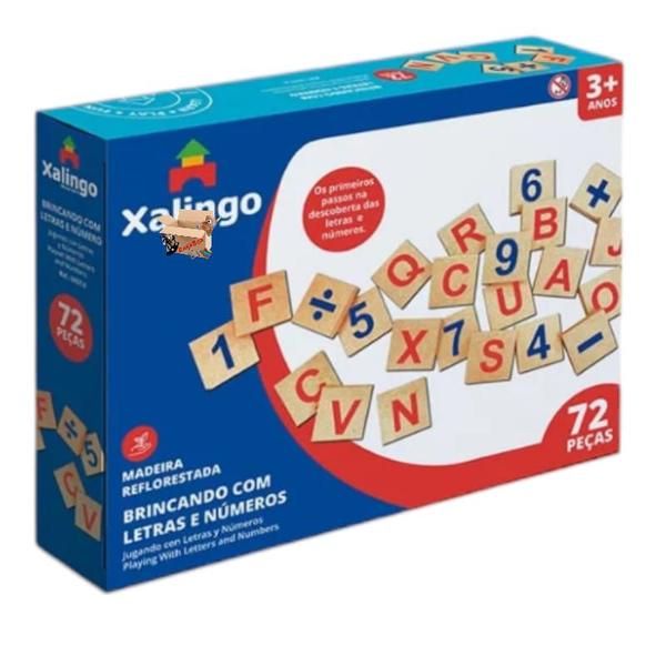 Brinquedo Pedagógico Educativo Em Madeira Brincando Com Letras E Números - Xalingo Imagem de Brinquedo Pedagógico Educativo Em Madeira Brincando Com Letras E Números - Xalingo