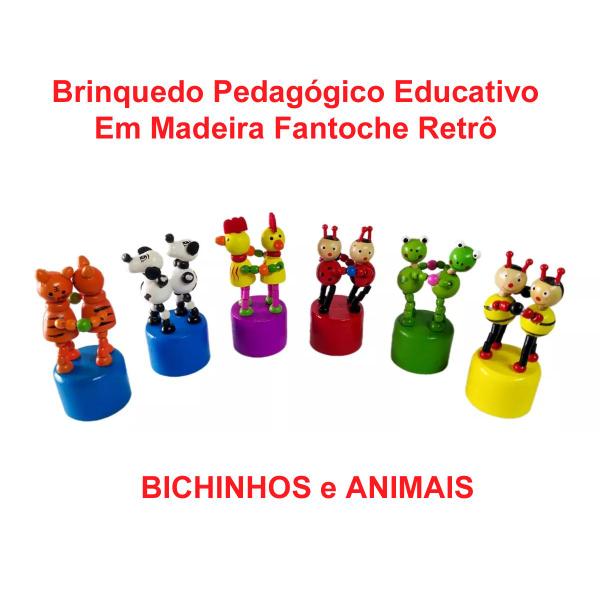 Imagem de Brinquedo Pedagógico Educativo Em Madeira Fantoche Animais