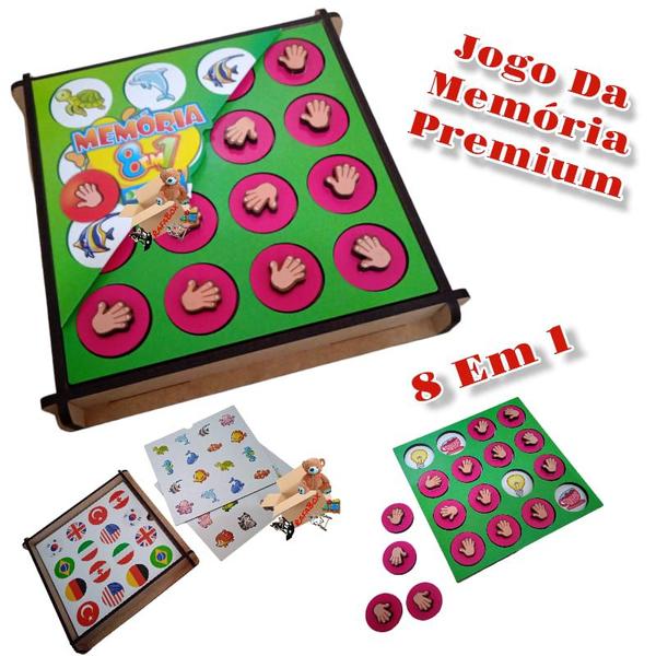 Imagem de Brinquedo Pedagógico Educativo Em Madeira Jogo Memória 8 x 1 Premium