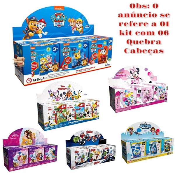 Imagem de Brinquedo Pedagógico Educativo Kit Com 6 Mini Quebra Cabeça 10 Pçs - Pais E Filhos