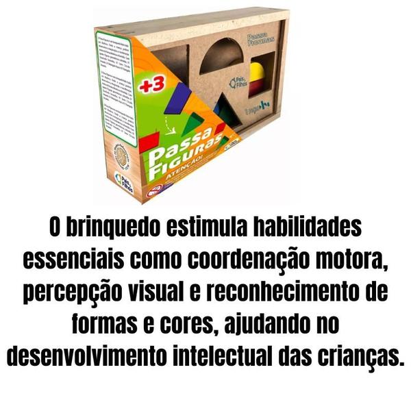 Imagem de Brinquedo Pedagógico em Madeira Passa Figuras 8 pçs Estojo - Pais e Filhos