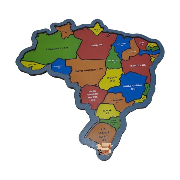 Imagem de Brinquedo Pedagógico Em Madeira Quebra Cabeça Mapa Do Brasil 26 Pcs