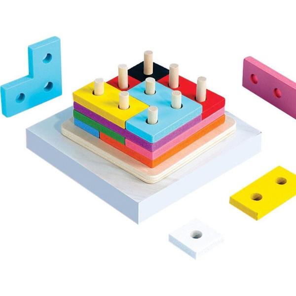 Imagem de Brinquedo Pedagogico Madeira Encaixe FORMAS/CORES Tetris
