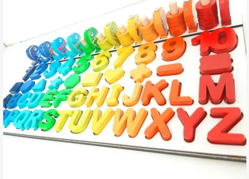 Brinquedo Pedagógico Madeira Montessori Números Cores Formas - BRINQUEDOS Imagem de Brinquedo Pedagógico Madeira Montessori Números Cores Formas