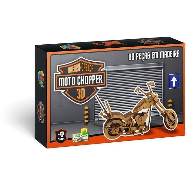 Imagem de Brinquedo Pedagógico Madeira Moto Chopper 3D 86 Pcs