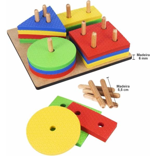 Imagem de Brinquedo Pedagogico Madeira Prancha de Selecao 16PCS