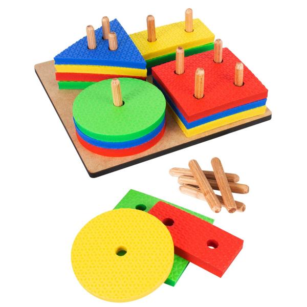 Brinquedo Pedagógico Prancha De Seleção Montessori Nig Brinquedos 16 Peças EVA Base Em Madeira Imagem de Brinquedo Pedagógico Prancha De Seleção Montessori Nig Brinquedos 16 Peças EVA Base Em Madeira