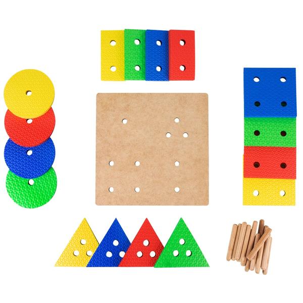 Brinquedo Pedagógico Prancha De Seleção Montessori Nig Brinquedos 16 Peças EVA Base Em Madeira Imagem de Brinquedo Pedagógico Prancha De Seleção Montessori Nig Brinquedos 16 Peças EVA Base Em Madeira