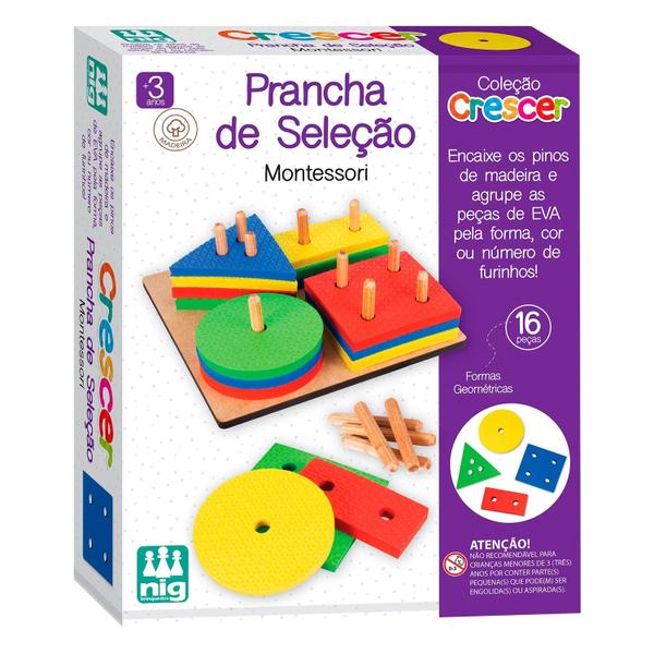 Brinquedo Pedagógico Prancha De Seleção Montessori Nig Brinquedos 16 Peças EVA Base Em Madeira Imagem de Brinquedo Pedagógico Prancha De Seleção Montessori Nig Brinquedos 16 Peças EVA Base Em Madeira