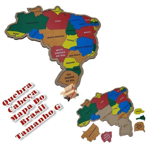 Imagem de Brinquedo Pedagógico Quebra Cabeça Mapa Brasil Tam G 26 Pcs