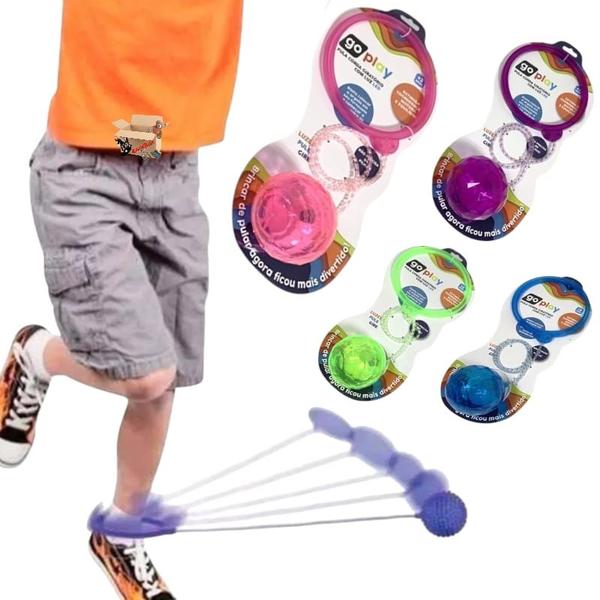 Imagem de Brinquedo Pedagógico Retrô Pula Corda Giratório Com Luz Led Spin Ball - Multikids