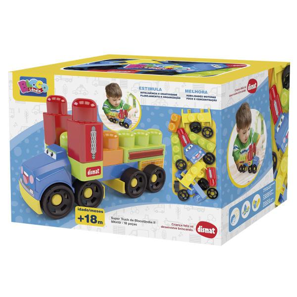 Imagem de Brinquedo pedagogico Super Truck  Blocolandia 18 peças Dismat MK419